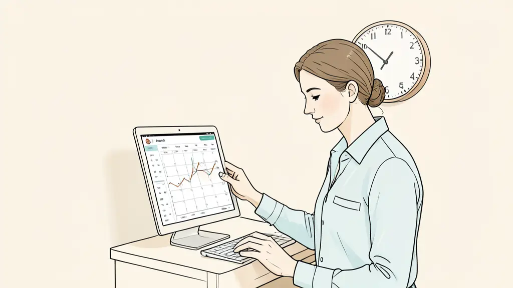 A trader checking an economic calendar and equity dashboard before placing an order, wall clock visible, no text or logos