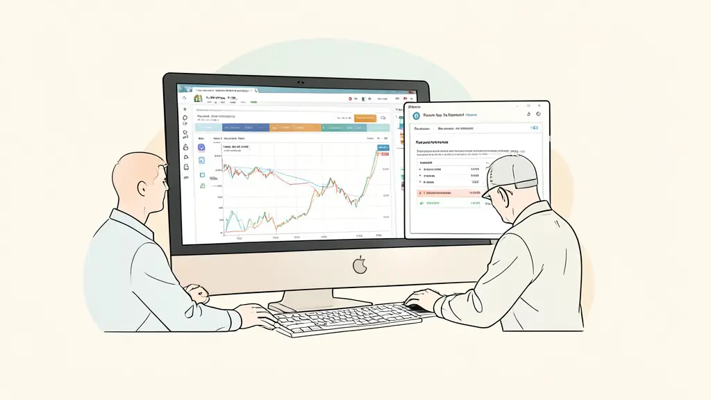Futures trader testing a newly issued funded login, with an order ticket on one monitor, market-data status on another, and a small-position verification checklist