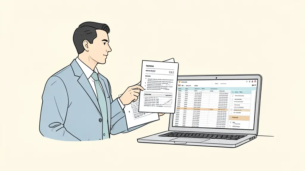 professional trader comparing two rule documents beside a risk spreadsheet, laptop checkout page visible without logos